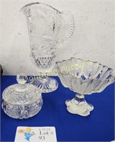 THREE ETCHED CRYSTAL SERVING PIECES