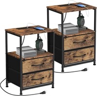 YBING Nightstand with Charging Station Set of 2