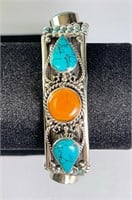 Alpaca Turquoise/Amber Bracelet 72 Grams