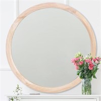 MAGFLERUM 28 Inch Wall Mirror, Round Wood Mirror,