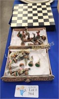 TRAVEL CHESS BOARD WITH NATIVE AMERICAN PIECES