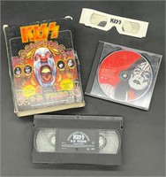 VTG KISS 3-D VHS TAPE w/ GLASSES & CD