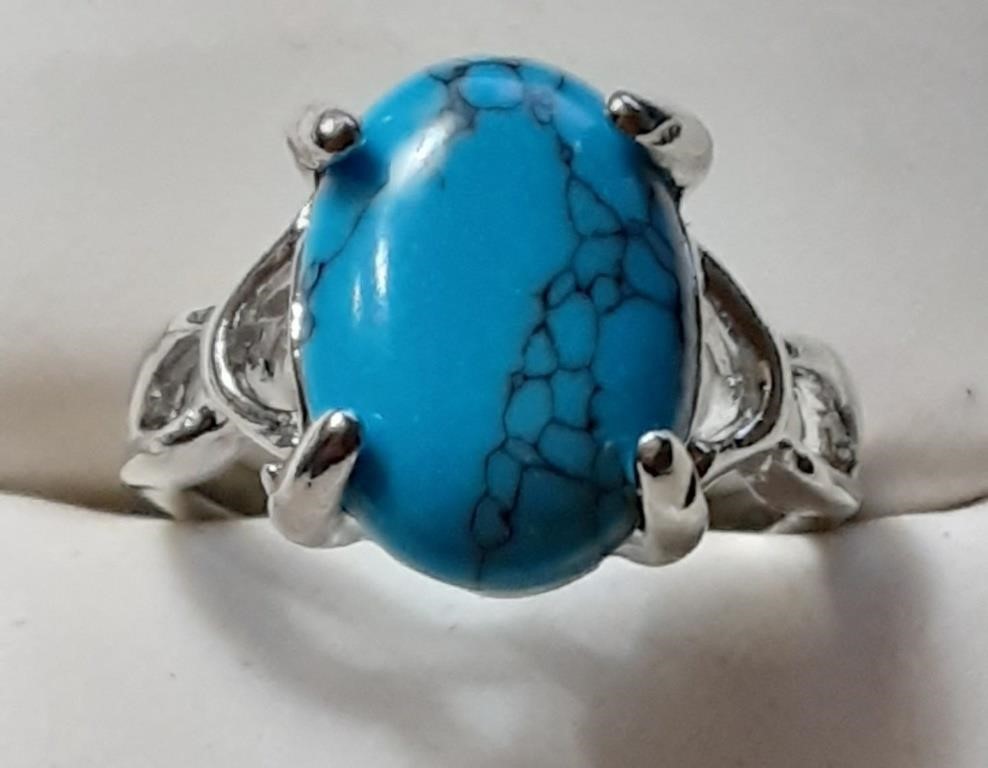 RING TURQUOISE COLOR SETTING SZ 7 MARKED 925