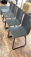 Set of 4 armless metal leg chairs, wood back and