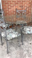 Patio set, glass top table and 4 chairs