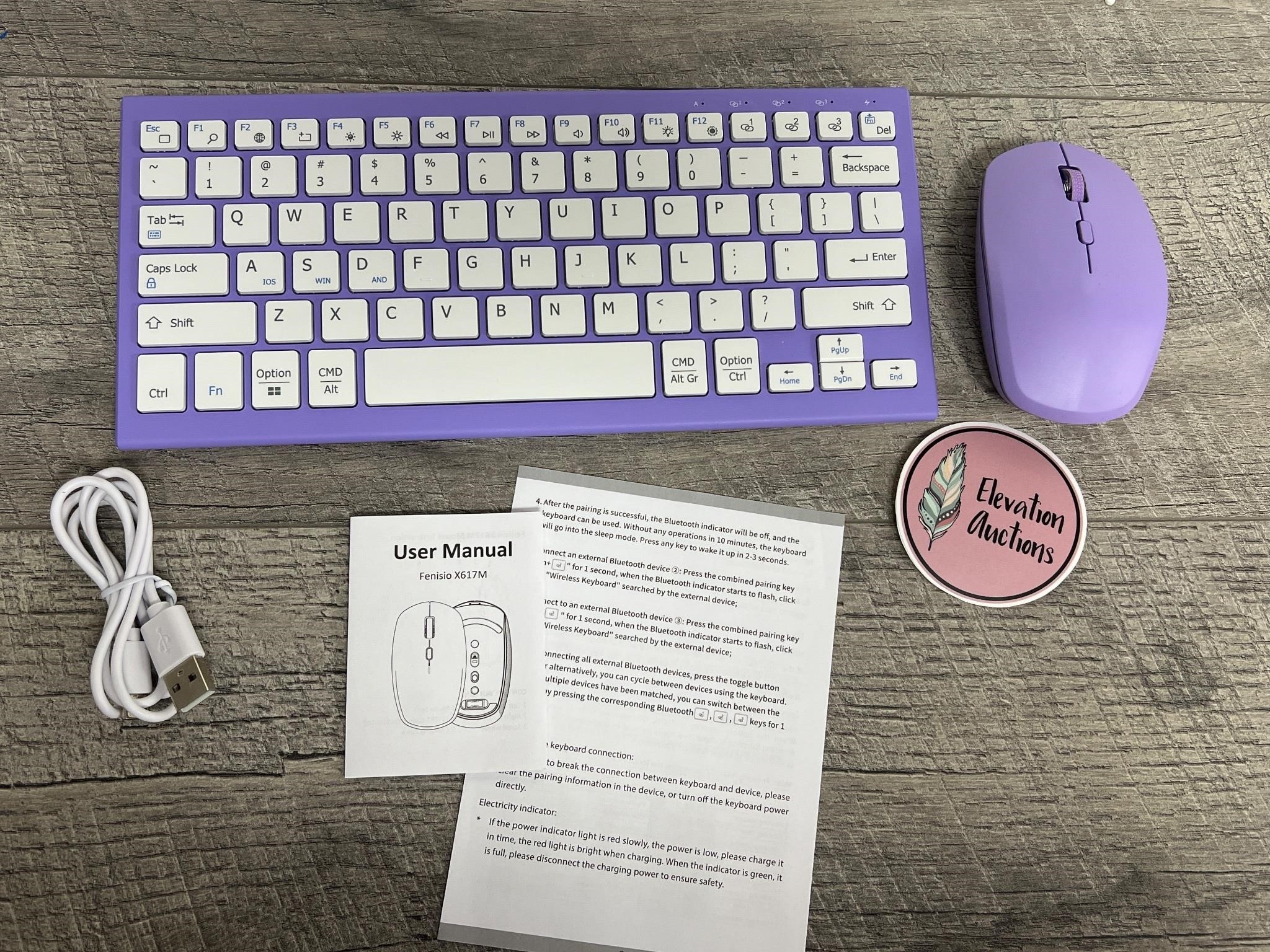 New wirelss mouse and keyboard in a cute purple