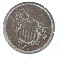 1867 Sheild 5 Cent Coin