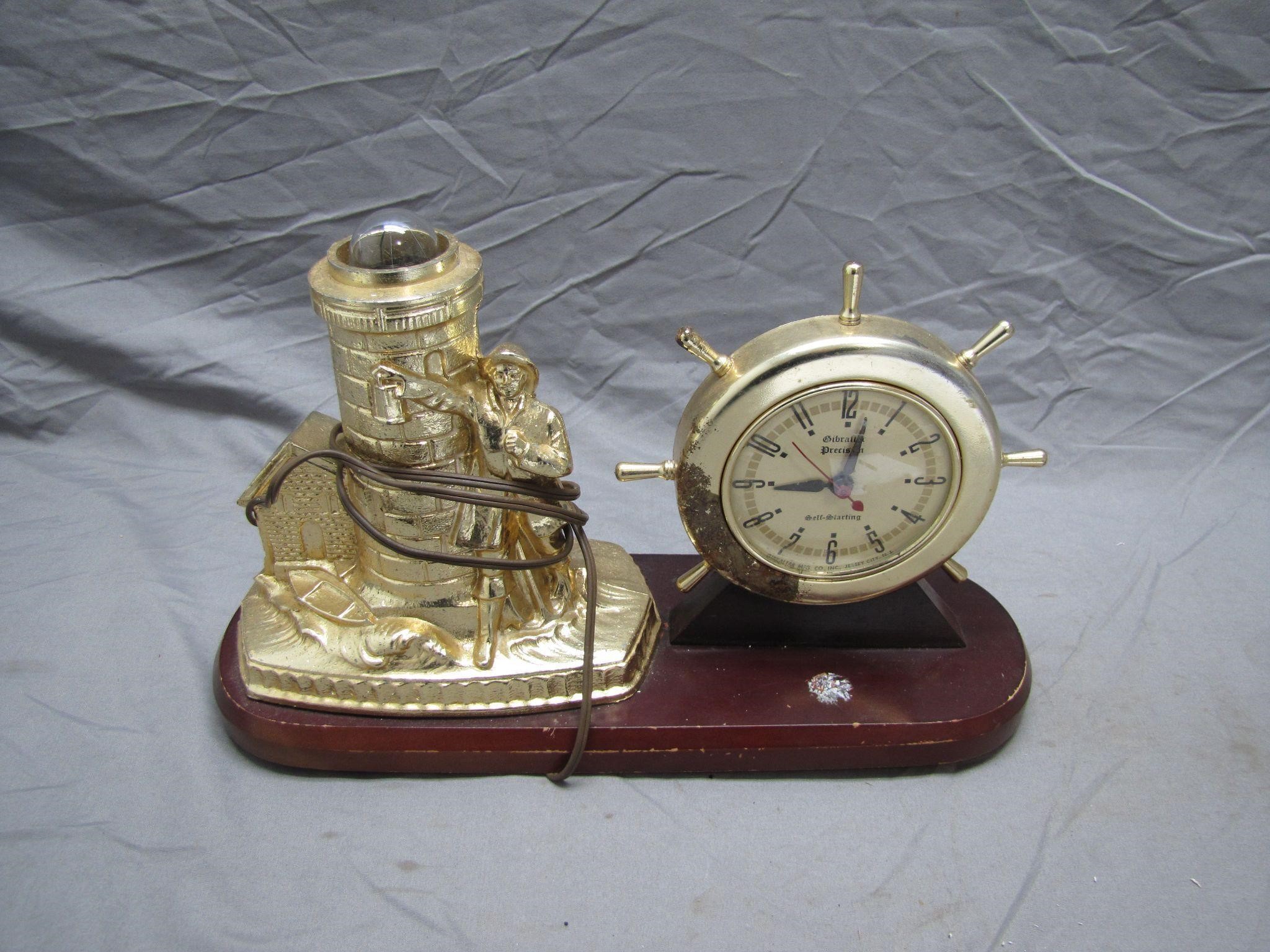 Vintage Nautical Clock & Lighthouse Lamp works