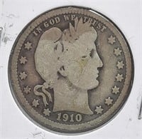 1910  Barber Quarter  90% Silver
