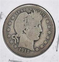 1912  Barber Quarter  90% Silver