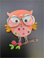Cute owl  with glasses broocch