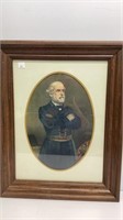 Robert E Lee framed oval portrait lithograph,