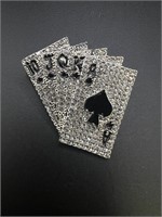 Poker silver toned brooch or pendent