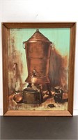 Original oil painting of copper water tank with