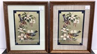 2 William Whiteside vintage bird prints on gold