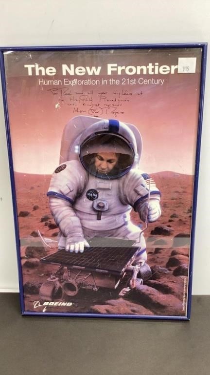 NASA poster autographed by Mr Rodgers, 2001,