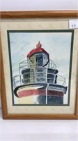 Original watercolor lighthouse tower picture