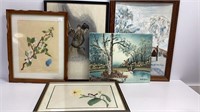 Art collection of 21x27 snow scene, 18x22 signed