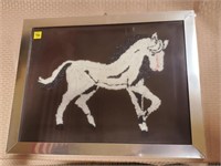 Needlepoint Horse Art in Metal Frame