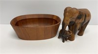 Large oval wooden DANSK bowl 14x4.75x9.5’’ and