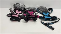 (3) Large Dog-dog harnesses, blue, pink and hot