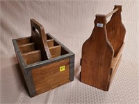 Wooden Basket & Wooden Bottle Carrier