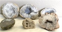 Collection Of 6 Split Geode Crystal Rock Specimens