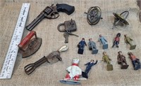 Box early toys - blood soldiers, cat, cap gun,
