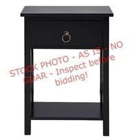 HOMESTOCK 12 in. Black Rectangle Wood End Table