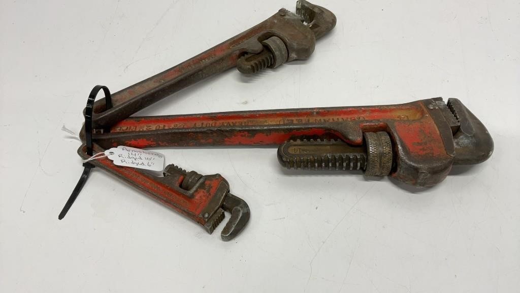 (3) pipe wrenches: Armstrong 14’’, Ridgid 10’’
