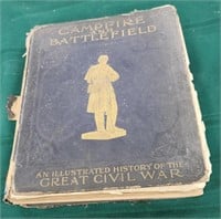 Book campfire and battle field "an illustrated