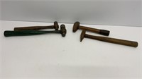 (4) vintage hammers with wooden handles