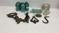 (6) insulators, one is chipped, silver plated