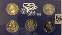 5 Proof State Quarter Set for 2002S Mint Mark