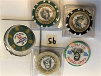 5 Assorted Poker Chips Collector Item