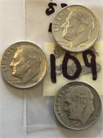 1946,1946D,1957 3 Roosevelt Silver Dimes