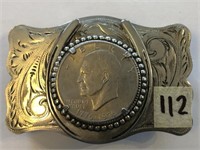 Horseshoe Belt Buckel with 1976 Eisenhower Dollar
