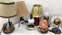 Vintage mid size lamps and lighting including a