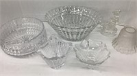 2 Heavy crystal center piece bowls with 2 smaller