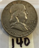 1957D Franklin Silver Half Dollar