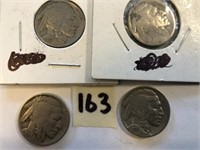 1919S,1934,1936,1937 4 Buffalo Nickels