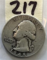 1945 Wahington Silver Quarter