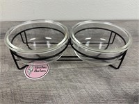 Metal and glass new pet bowls