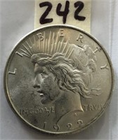 1922 Peace Silver Dollar AU