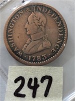 1783 Wahington and Indepence Copper Coin United