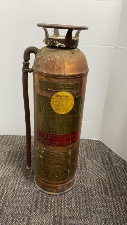 Vintage copper and brass fire extinguisher 24’’