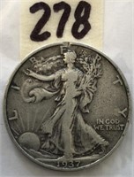 1937S Walking Liberty Silver Half Dollar