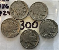 1935,3-1936,1924 5 Buffalo Nickels