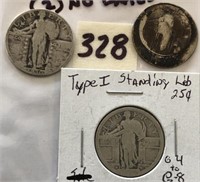 1930 & 2 No Date 3 Standing Liberty Silver Quarter
