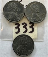 1943P,D,S 3 Steel War Cents